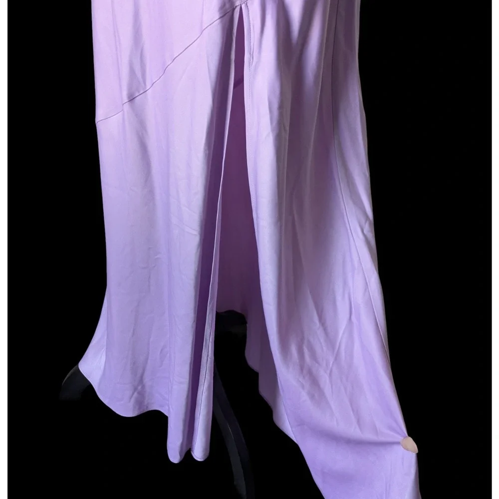 Abercrombie & Fitch Lilac Purple Low Back Gown Maxi Dress New XS Bias Cut Slit